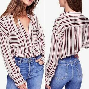 Free people Mad About You Long Sleeve Top Button-Down Shirt Xsmall